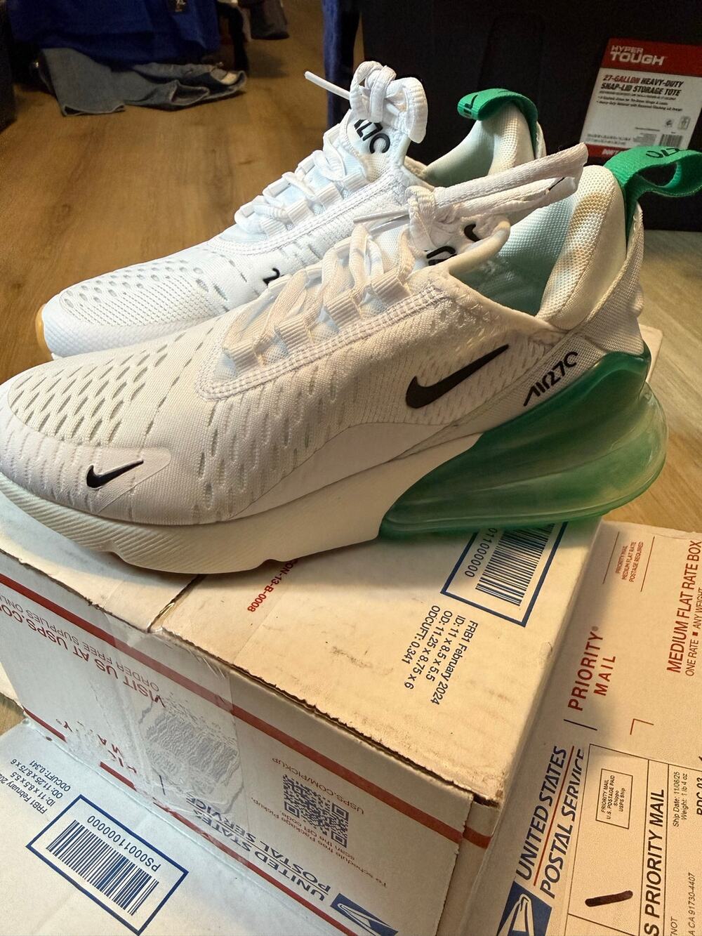 Nike Air Max 270 Women’s 5.5/youth 4 White Stadium Green AH6789-125 NEW No Box